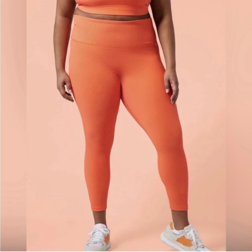 Athleta x Alicia Keys Jewel Orange Elation Rib Leggings Size 3X